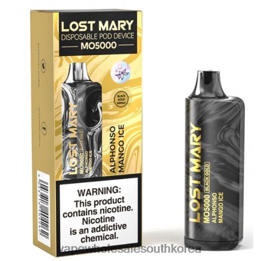 Vape South Korea ZH46LV342 - LOST MARY MO5000 알폰소 망고 아이스 블랙 골드 10ml